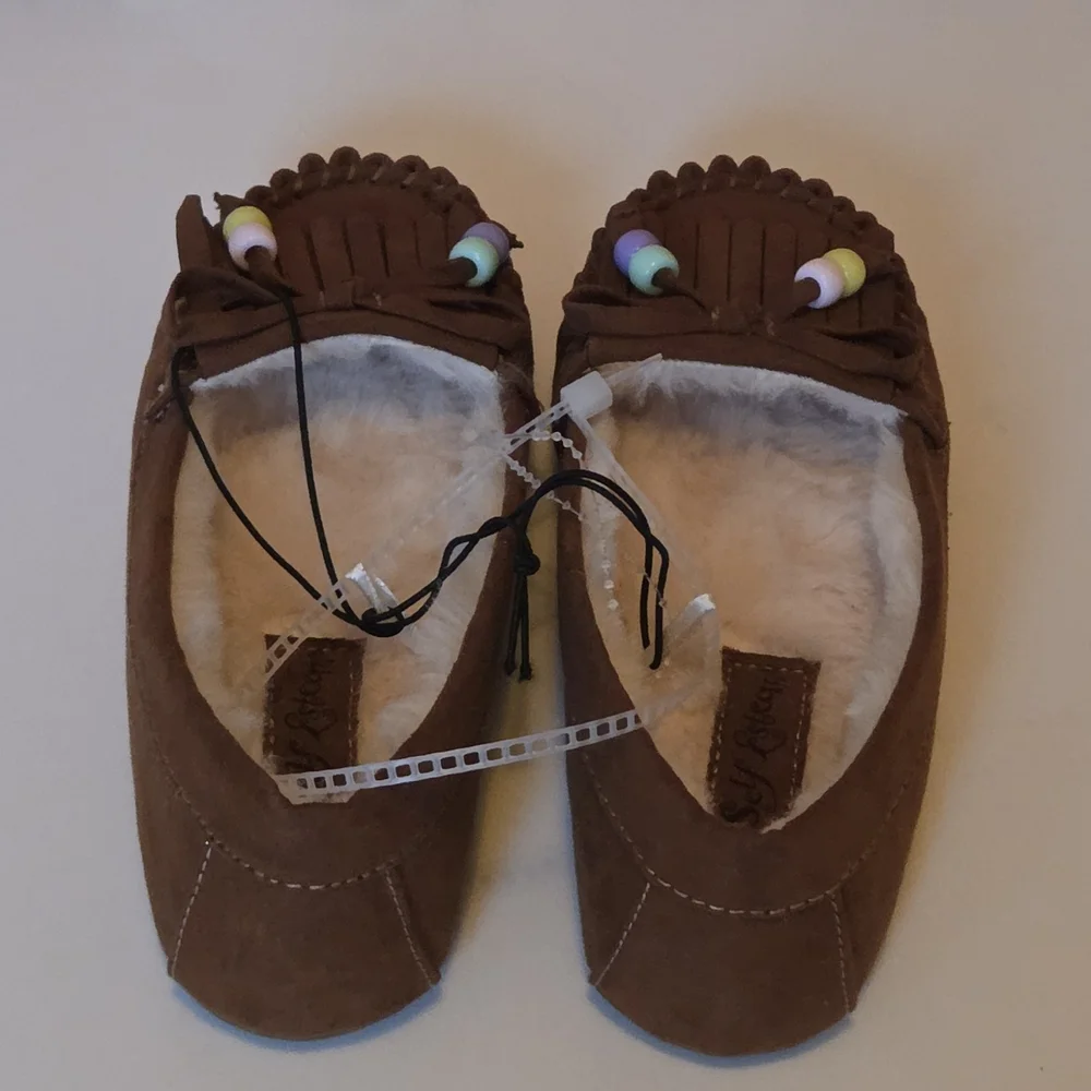 Self Esteem Brown Kids Moccasins with Beads
